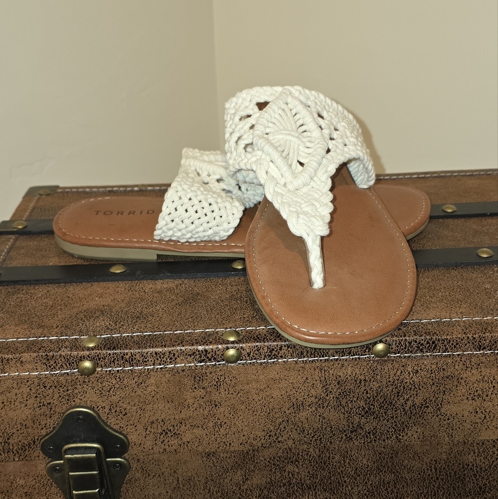 Torrid Women's Cream Crochet Sandals